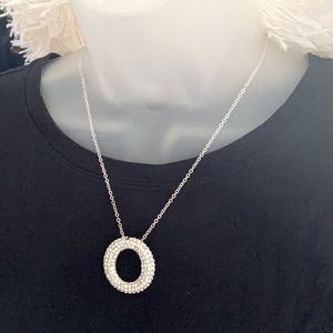 Rhinestone Eternity Necklace, Silver Tone